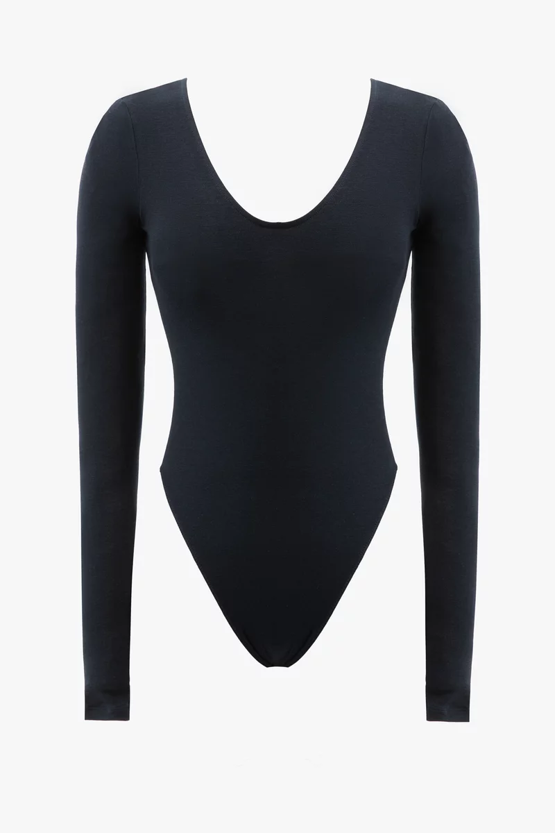 Базовый трикотажный боди в темно-синем оттенке фотография 5