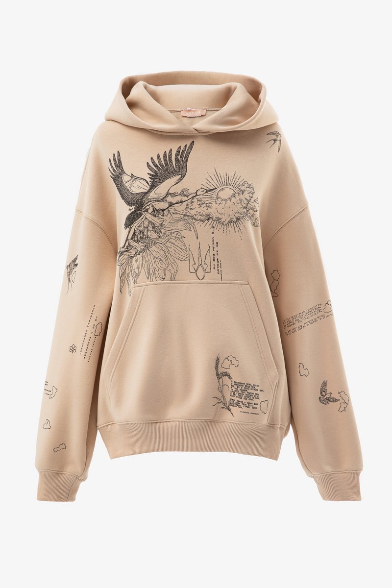 

Бежевий чоловічий худі оверсайз Душа на флісі