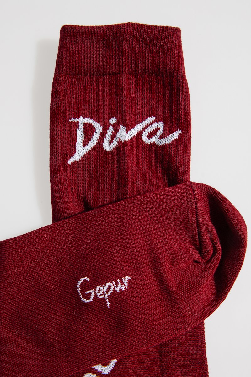 Хлопковые носки DIVA в оттенке бургунди фотография 1