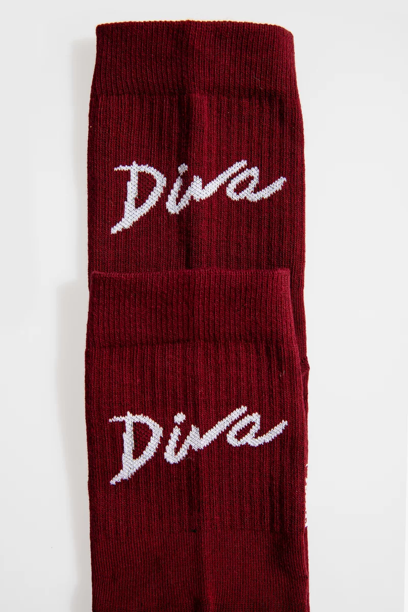 Хлопковые носки DIVA в оттенке бургунди фотография 2