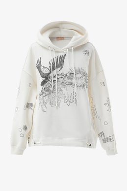 Молочный худи оверсайз Душа на флисе