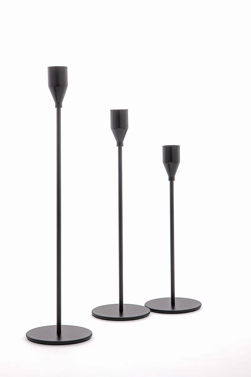 Черный набор из трех подсвечников фотография 4