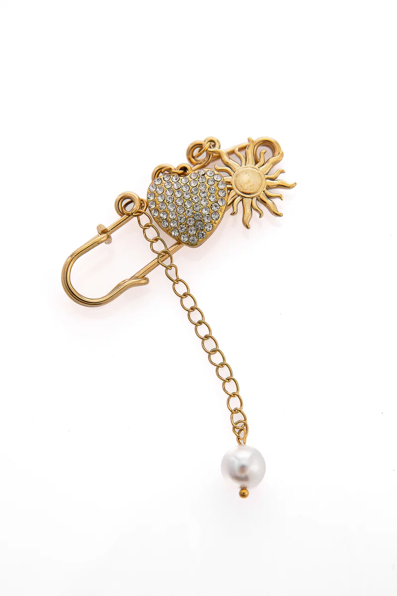 Золотистая брошь с подвесками Золотистая брошь с подвесками фотография 2