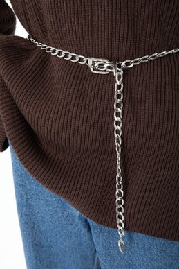 Серебристый ремень-цепь с прямоугольной пряжкой