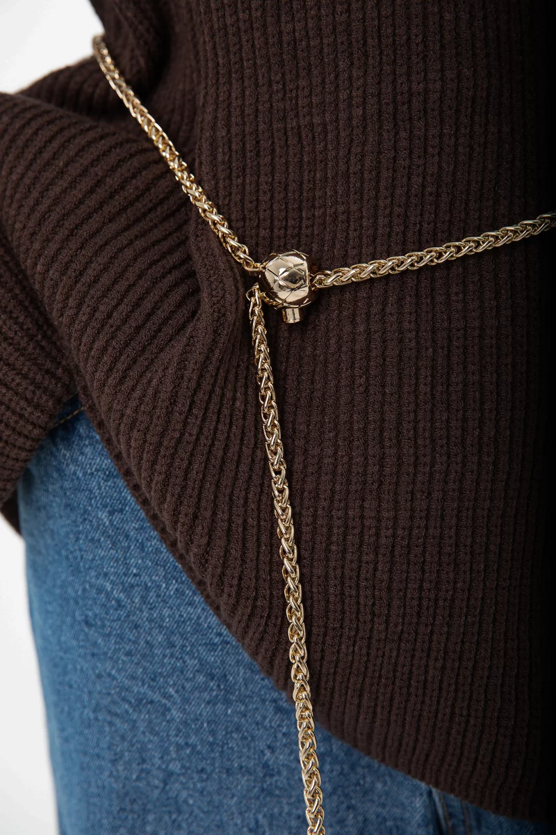 Золотистый ремень-цепочка фотография 3