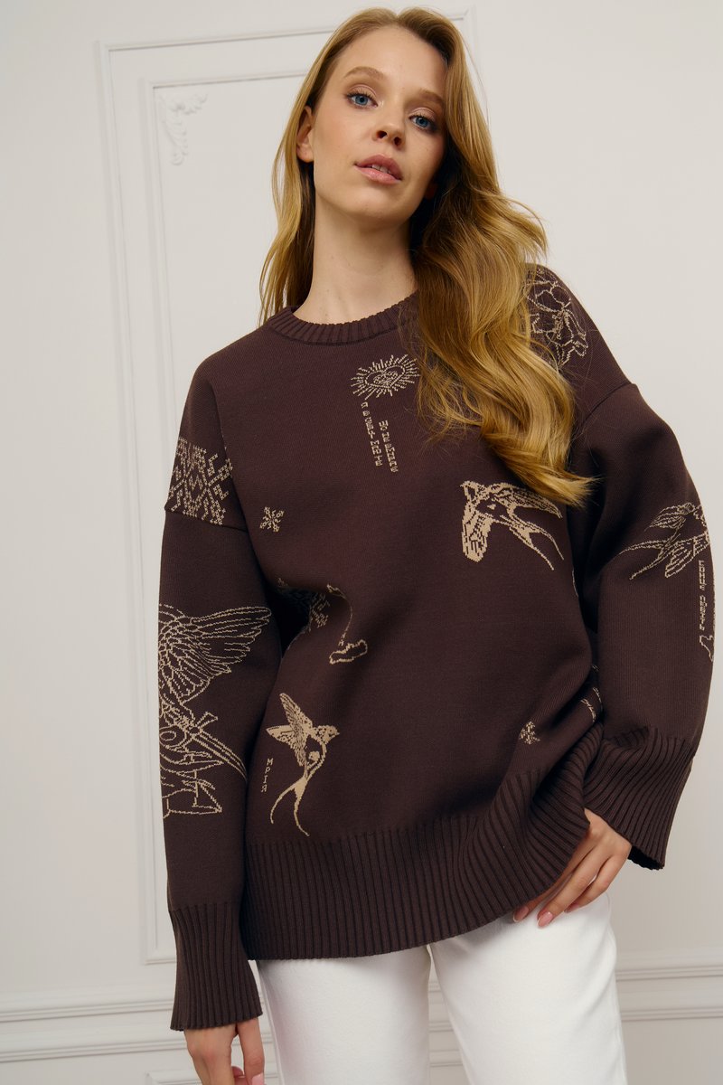Светр оверсайз Душа у шоколадному відтінку фотографія 1