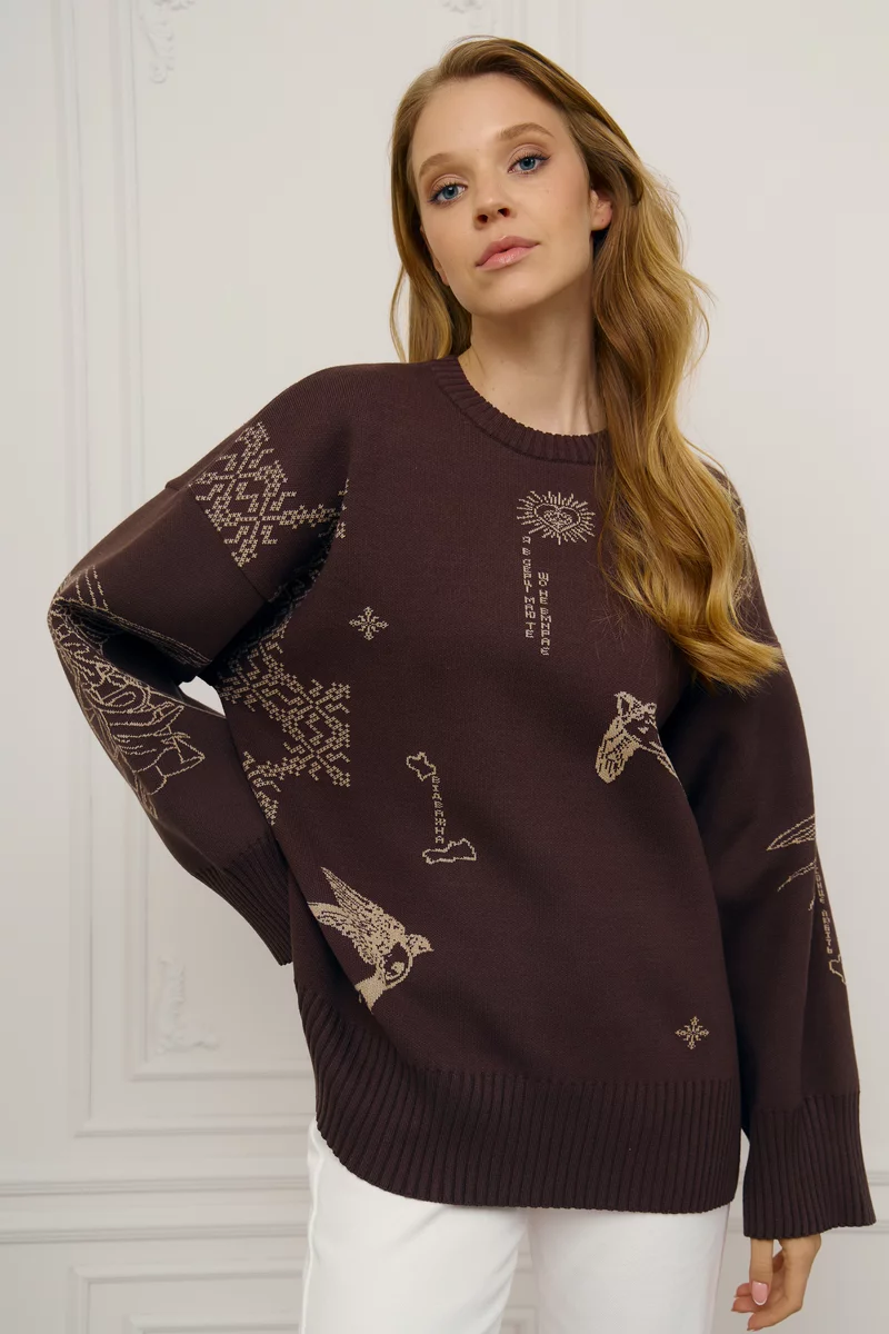 Светр оверсайз Душа у шоколадному відтінку фотографія 2