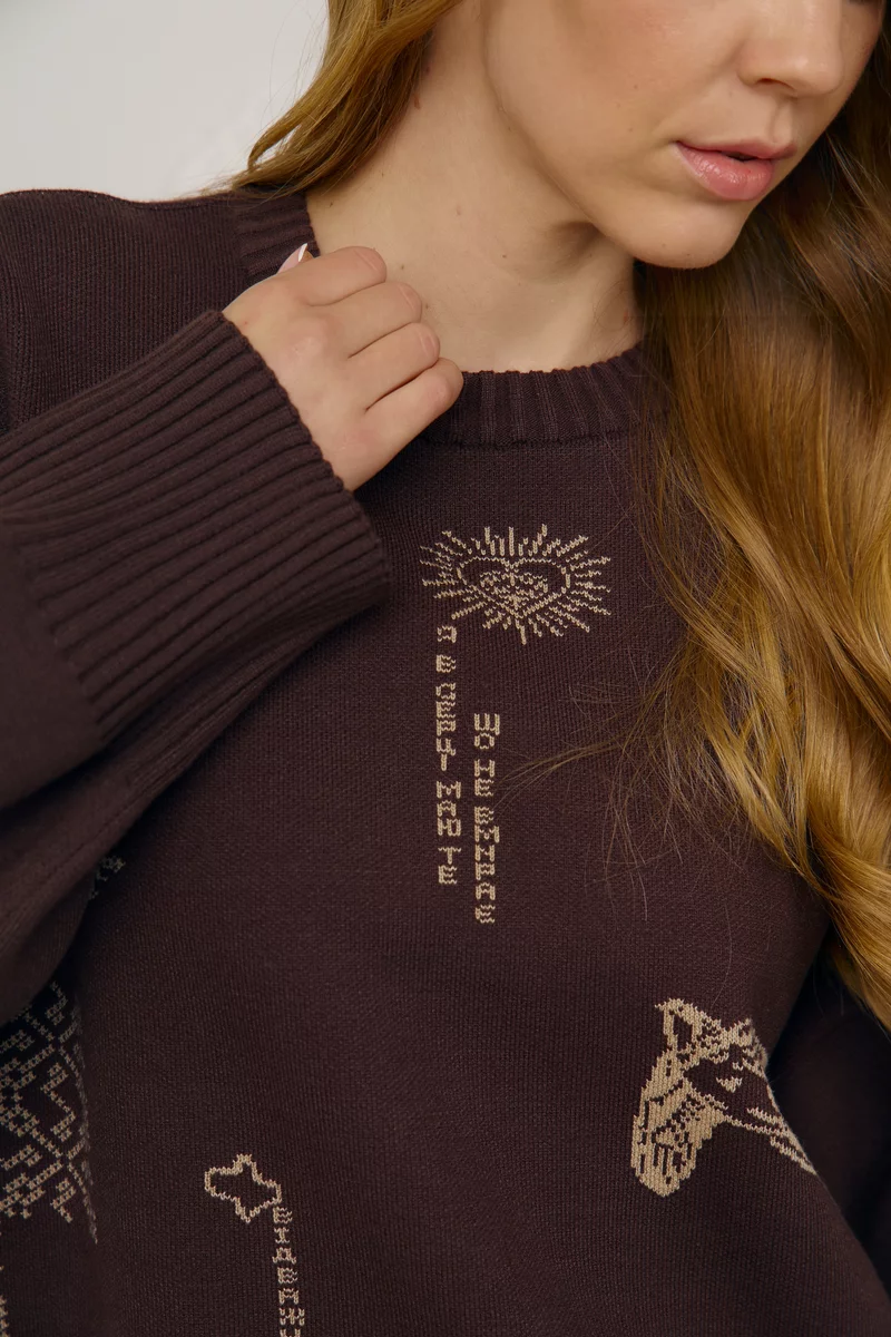 Светр оверсайз Душа у шоколадному відтінку фотографія 5