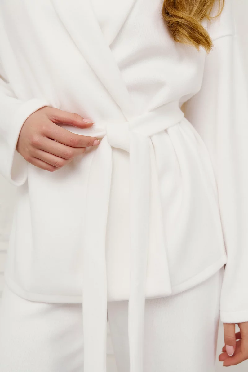 Молочний трикотажний костюм зі штанами та кімоно  фотографія 3