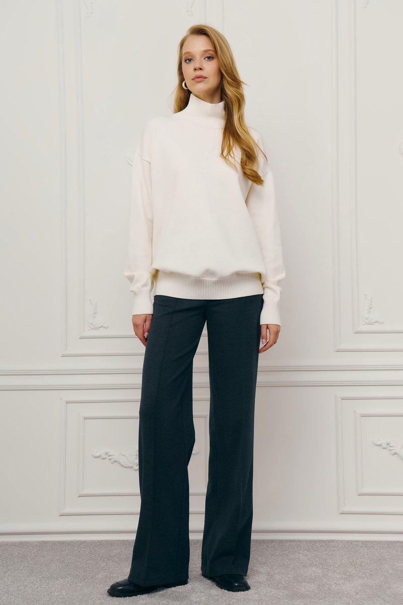 

Сині штани-палаццо з асиметричним поясом