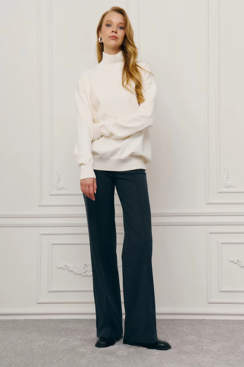 Синие брюки-палаццо с асимметричным поясом Синие брюки-палаццо с асимметричным поясом фотография 2