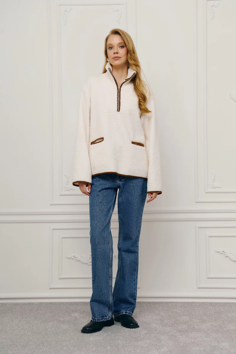 Молочный свитшот-анорак на флисе фотография 2