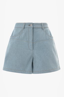 Blue high-rise denim shorts