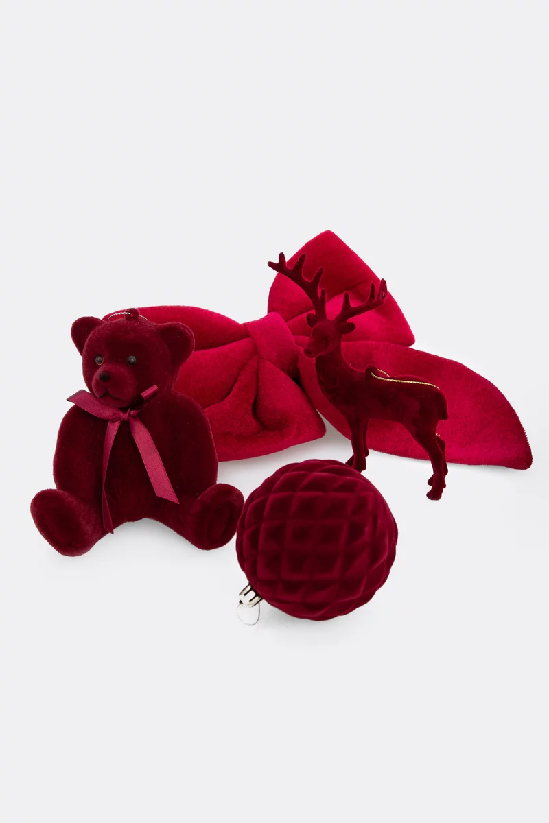 Набор из 4х елочных игрушек с флоковым напылением Набор из 4х елочных игрушек с флоковым напылением фотография 1