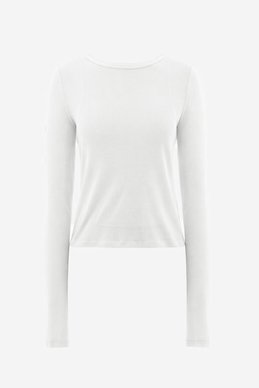 Молочный трикотажный комплект из лонгслива и майки