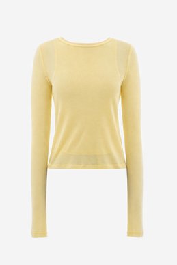 Желтый трикотажный комплект из лонгслива и майки