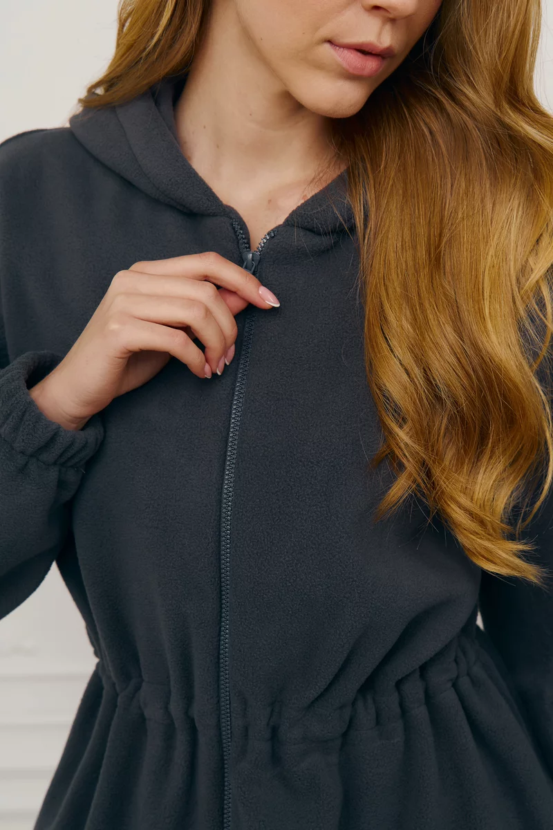 Серый костюм с худи и брюками из флиса фотография 5