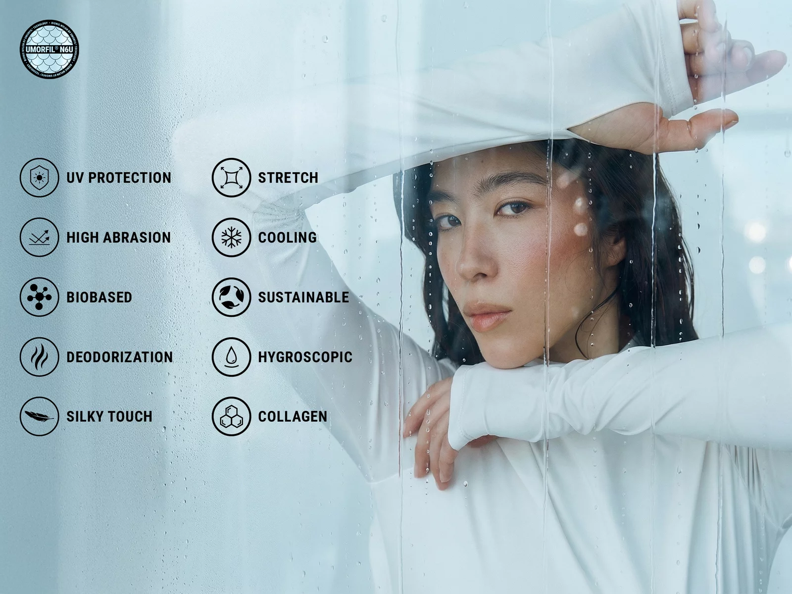 Milky bodysuit made of innovative collagen-infused fabric UMORFIL® N6U® photo 1