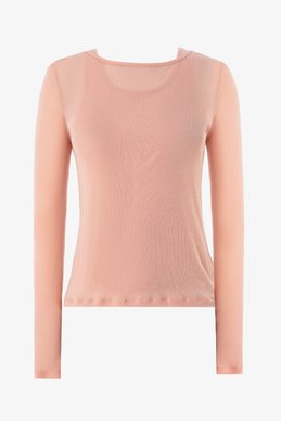 Трикотажный комплект из лонгслива и майки в персиковом оттенке