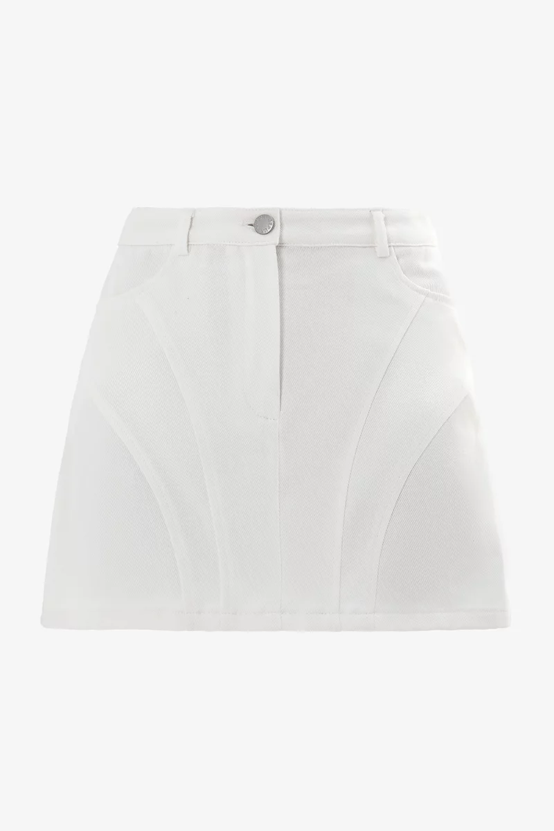 Молочная юбка мини из денима фотография 1