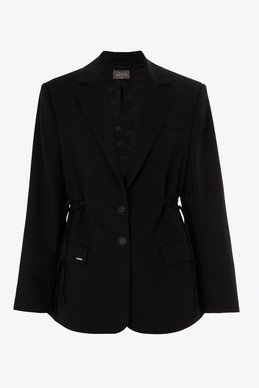 Черный однобортный жакет с боковыми завязками
