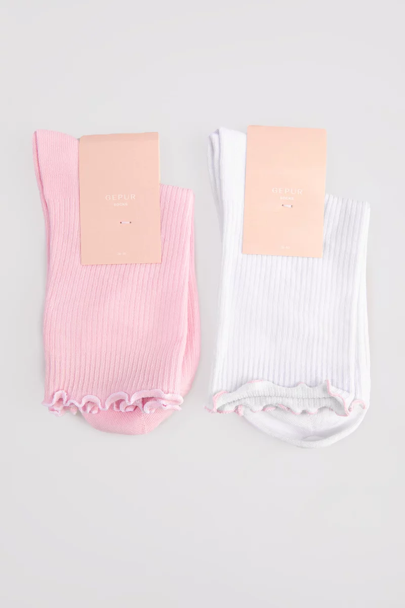 Набор из белых и розовых хлопчатобумажных носков Набор из белых и розовых хлопчатобумажных носков фотография 1