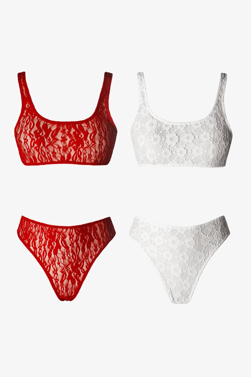 Набор из красного и молочного комплекта из топа и трусиков фотография 1