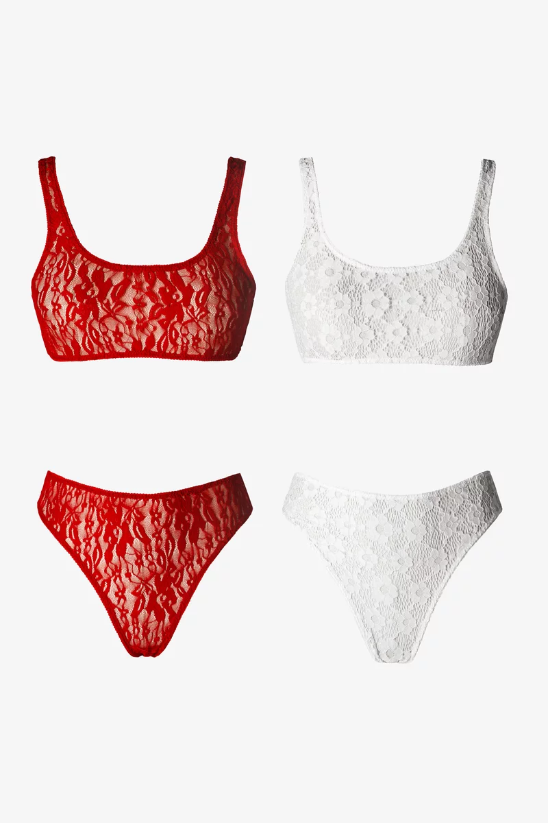 Набор из красного и молочного комплекта из топа и трусиков фотография 1