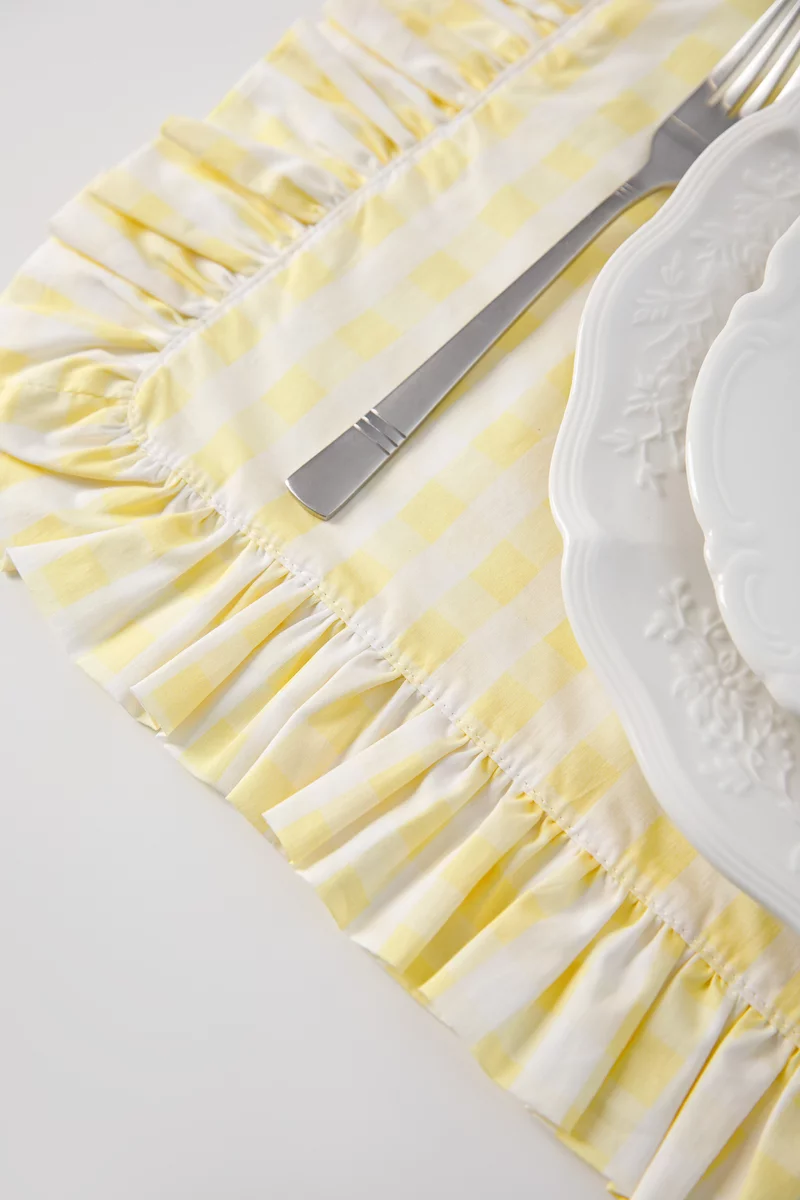 Желтый двухсторонний плейсмат в клеточку 49х39 см фотография 4
