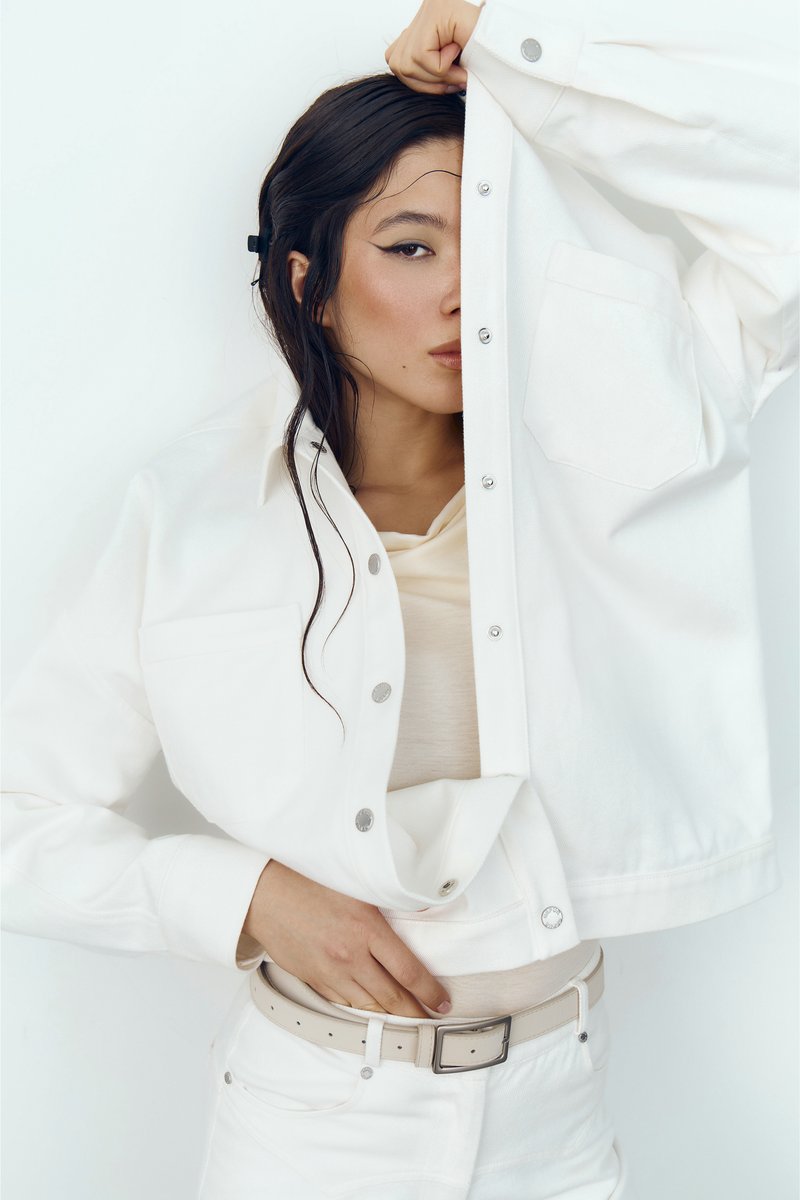 Milk denim shirt jacket image 1