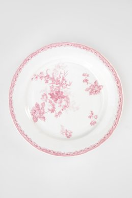 Белая фарфоровая тарелка с растительным декором