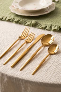 Золотистый набор из 5 столовых приборов