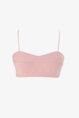 Розовый сатиновый топ-бра на бретельках