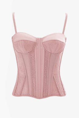 Розовый сатиновый корсет со вставками