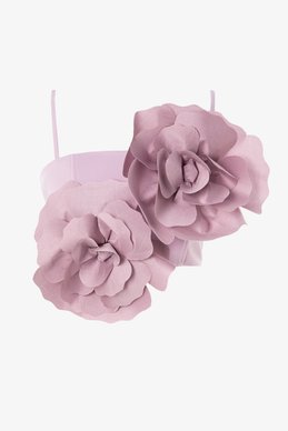 Фиолетовый сатиновый топ с акцентными цветами