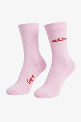 Рожеві бавовняні шкарпетки з принтом with love