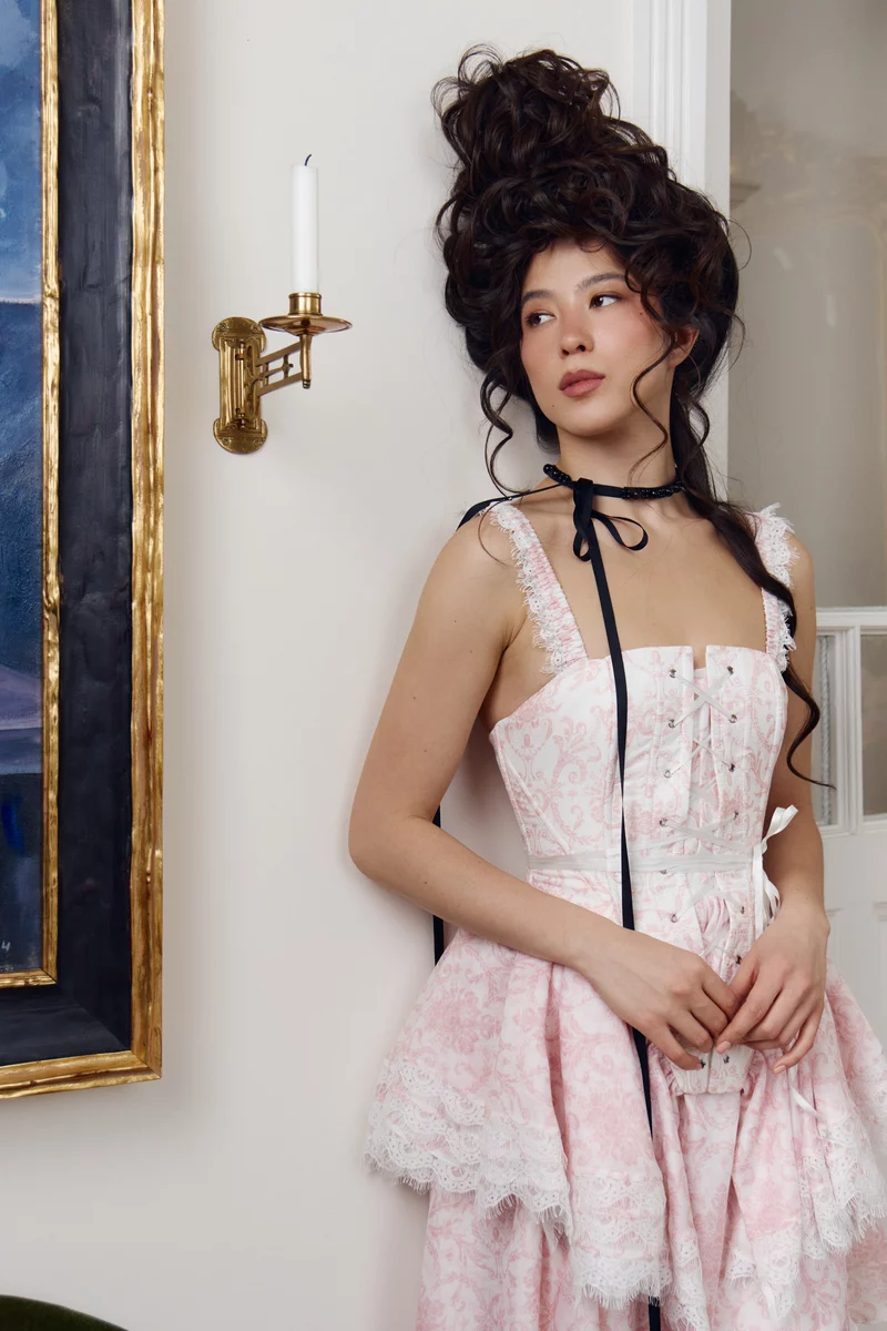 Корсет из органзы с принтом Madame du Barry фотография 3