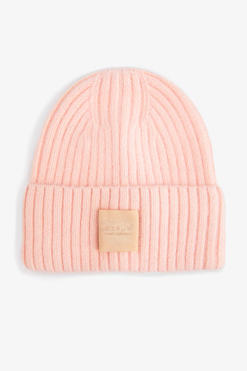 Розовая ангоровая шапка с отворотом фотография 1