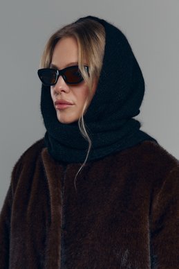 Черный ангоровый платок-шарф