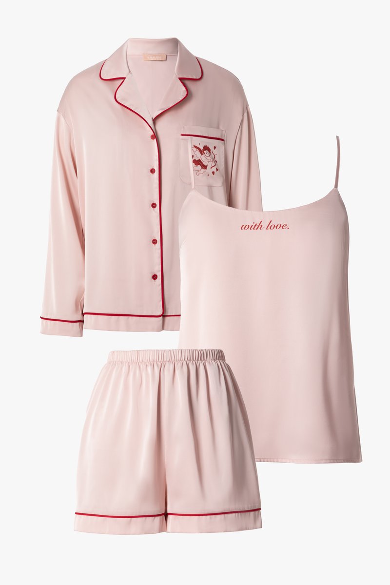 Pink silk pajama set-three image 1