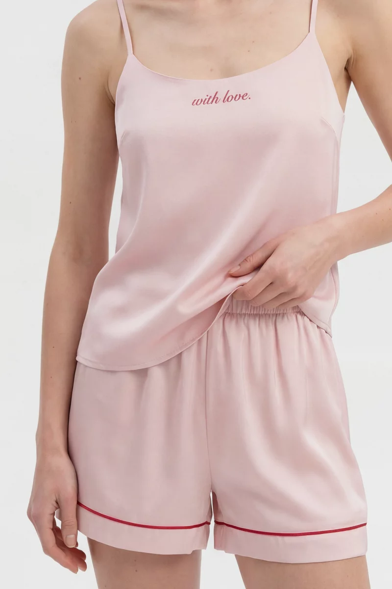 Pink silk pajama set-three photo 3