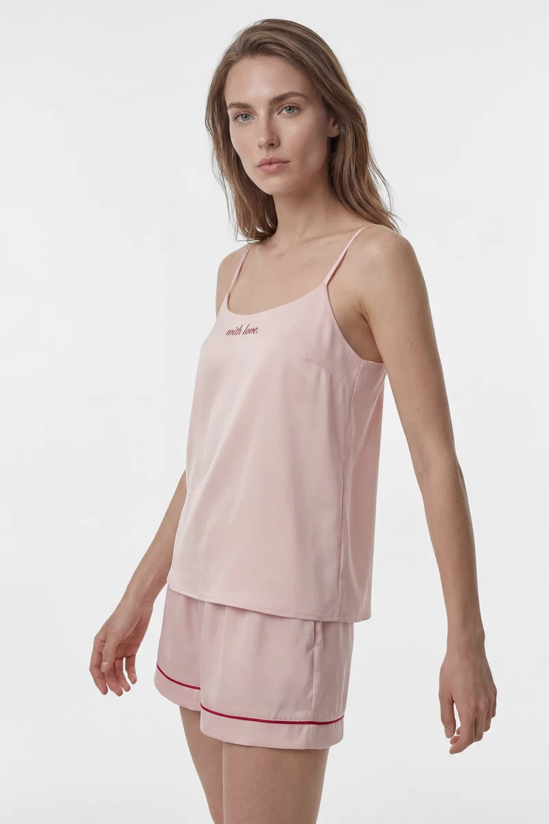 Pink silk pajama set-three photo 4