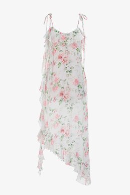 Asymmetrical milk chiffon maxi dress