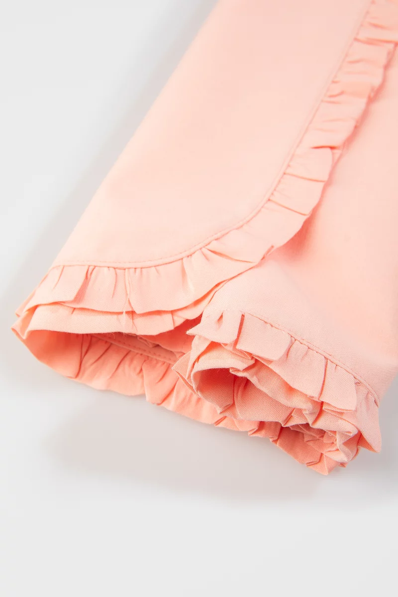 Бежевий прямокутний ранер з рюшами 150х40 см Бежевий прямокутний ранер з рюшами 150х40 см фотографія 2