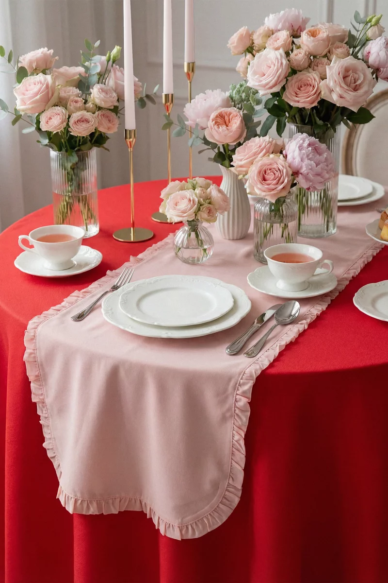 Червона скатертина 140х220 см Червона скатертина 140х220 см фотографія 1