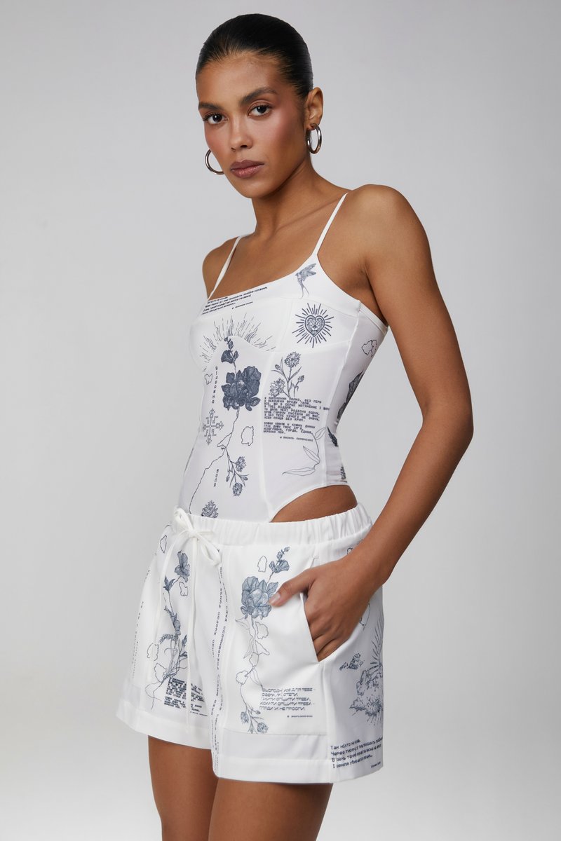 Молочный трикотажный боди Душа на тонких бретелях фотография 1