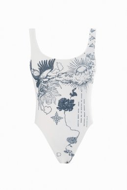 Молочный купальник-боди Душа на широких бретелях