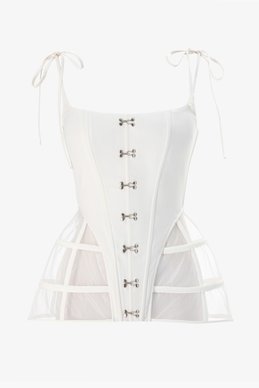 Молочный сатиновый корсет на крючках Versailles