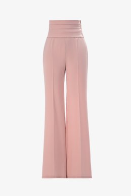 Розовые сатиновые штаны прямого кроя с поясом