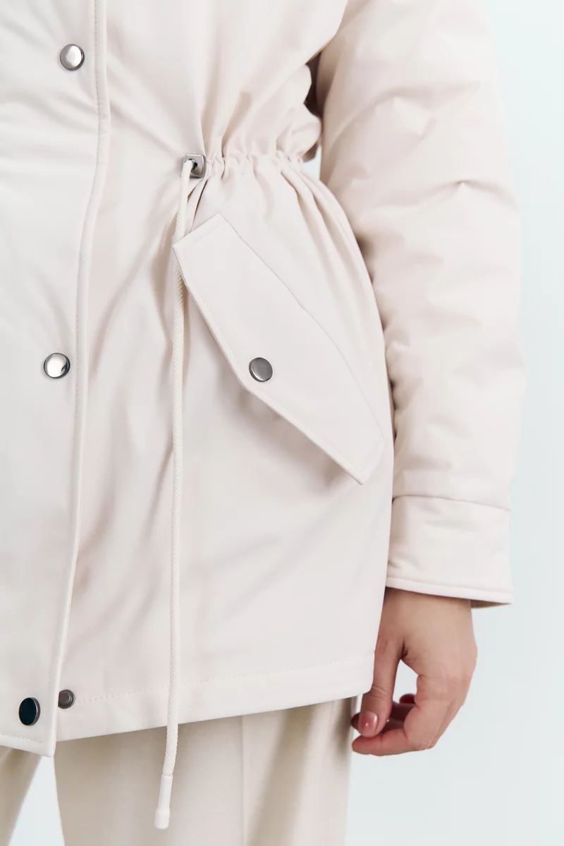 Молочная куртка-парка с капюшоном Молочная куртка-парка с капюшоном фотография 4